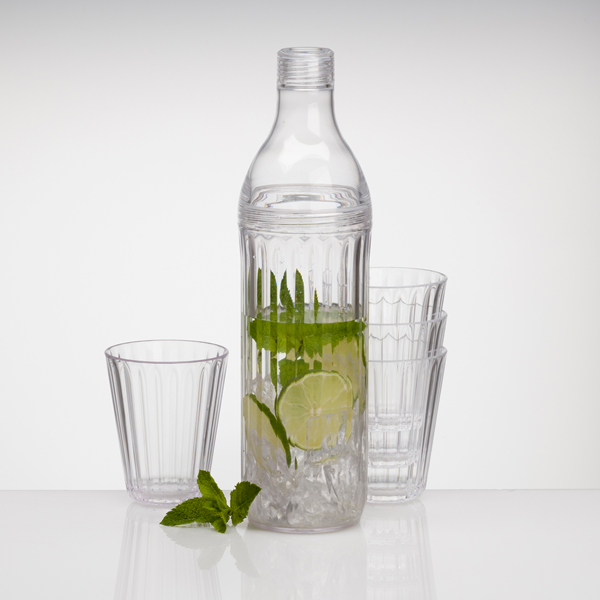TILLBRINGARE MED GLAS CRYSTAL LINE 5-DELAR