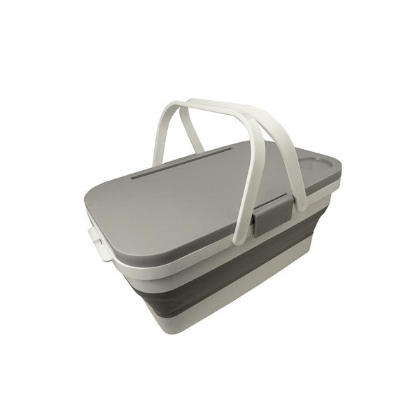 PICKNICKKORG MED BORD GRÅ/VIT. HOPFÄLLBAR
