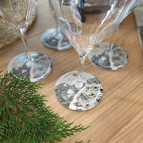 GLASUNDERLÄGG SMÖGEN. 4-PACK. ROYAL CAMPING.9CM