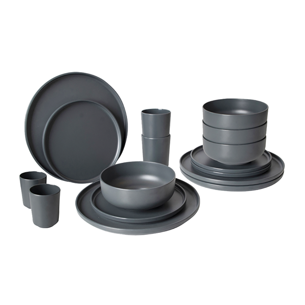 SERVIS PATOM 16 DELAR ANTRACIT. MELAMIN