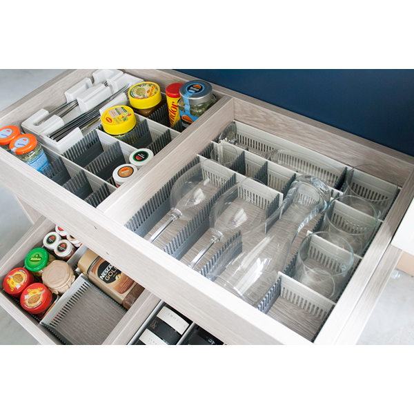 LÅDFÖRVARING 8 DELAR GRÅ PURVARIO. GRÅ/VIT