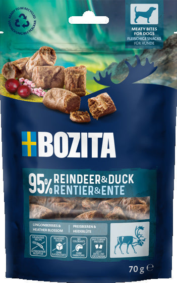 Bozita Snacks Meaty Bites Reindeer & Duck Hundgodis 70g