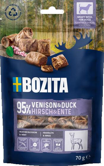 Bozita Snacks Meaty Bites Venison & Duck Hundgodis 70g