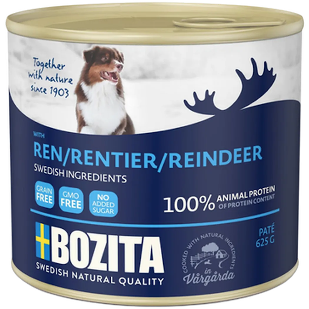 Paté Våtfoder För Hund Med Ren 625g