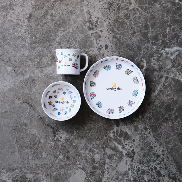 BARNSERVIS BEACH 3-DELAR CAMPING KIDZ. MELAMIN