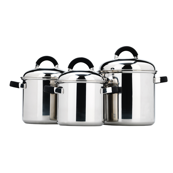 KASTRULLSET 3-DELAR MED SILIKONHANDTAG WECAMP