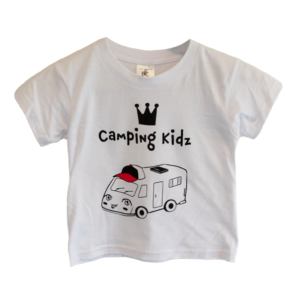 T-SHIRT CAMPING KIDZ S.98-104. HUSBILSKILLEN