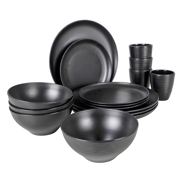 SERVIS ORVILLE 16 DELAR SVART. MELAMIN