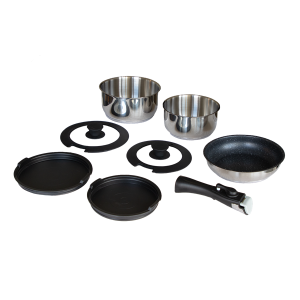 KASTRULLSET 8-DELAR NON-STICK. ROYAL CAMPING